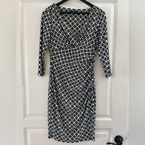 Ralph Lauren Navy and White patterned dress, Size 4